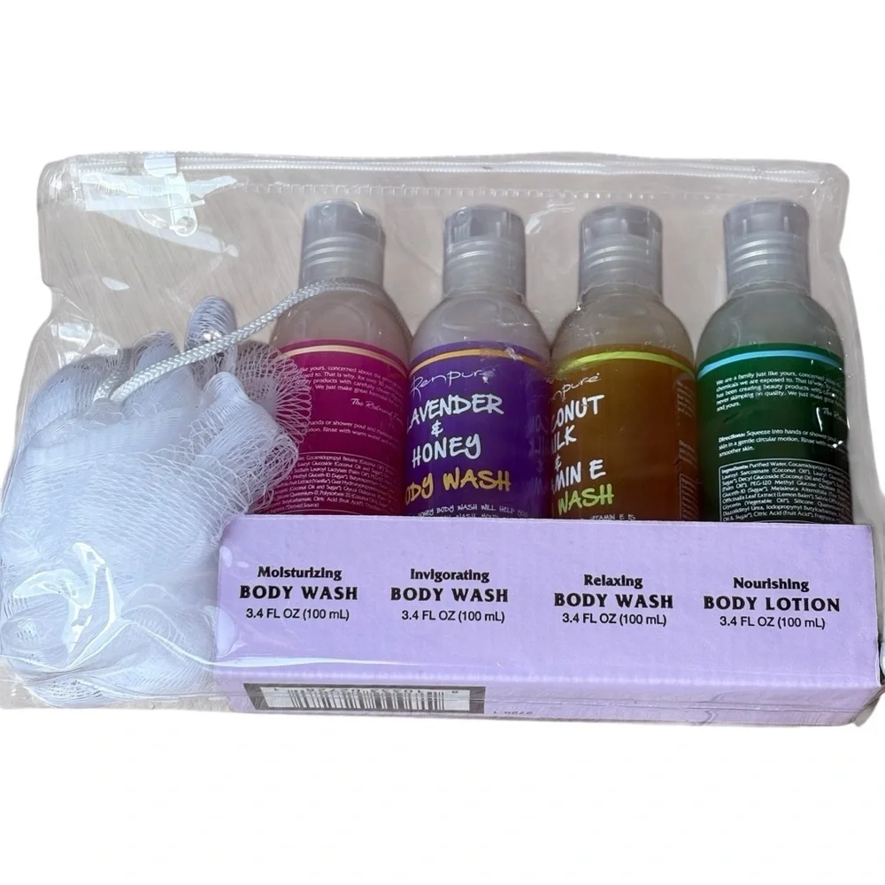 Renpure Bath Travel Set Body Wash Lotion NEW Sealed Shea Butter Lavender